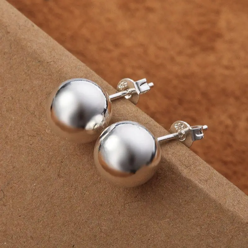 Street Fashion Earrings - 925 Ayar Gümüş klasik 8mm 10