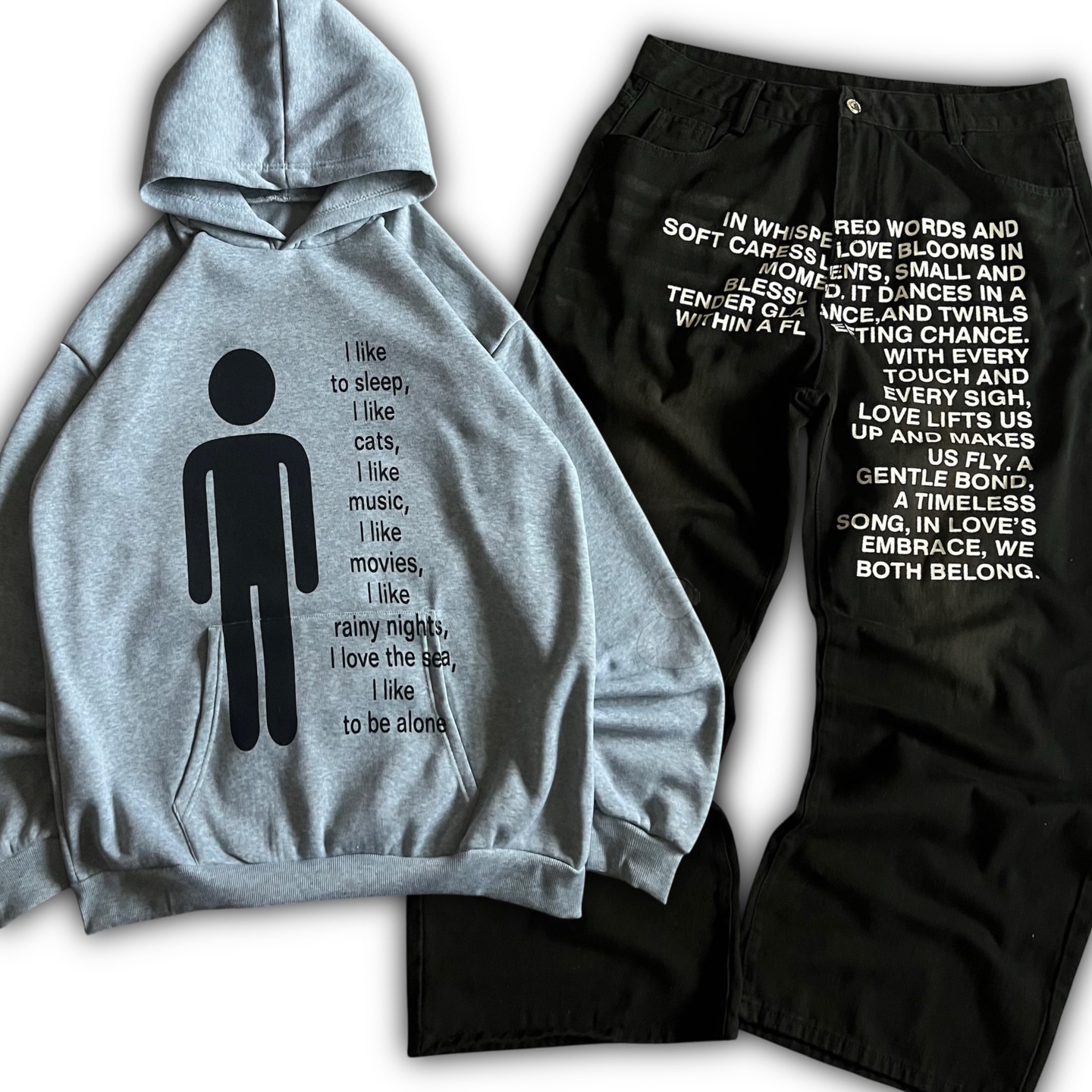 Street Fashion Hip Hop - Amerikan Desenli Harfli Kot Pantolon Y2K