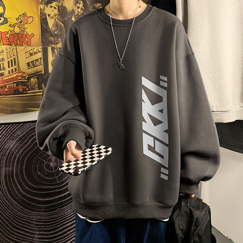 Street Fashion Us - Yan Baskılı Uzun Kollu Yuvarlak Yaka