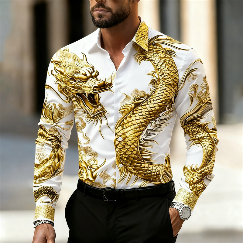 Street Fashion In Chinese - Erkek Gömleği Uzun Kollu Gömlek Çin