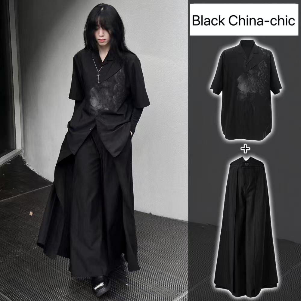 Street Fashion In Chinese - Serin Siyah Yeni Çin Tarzı Kostüm