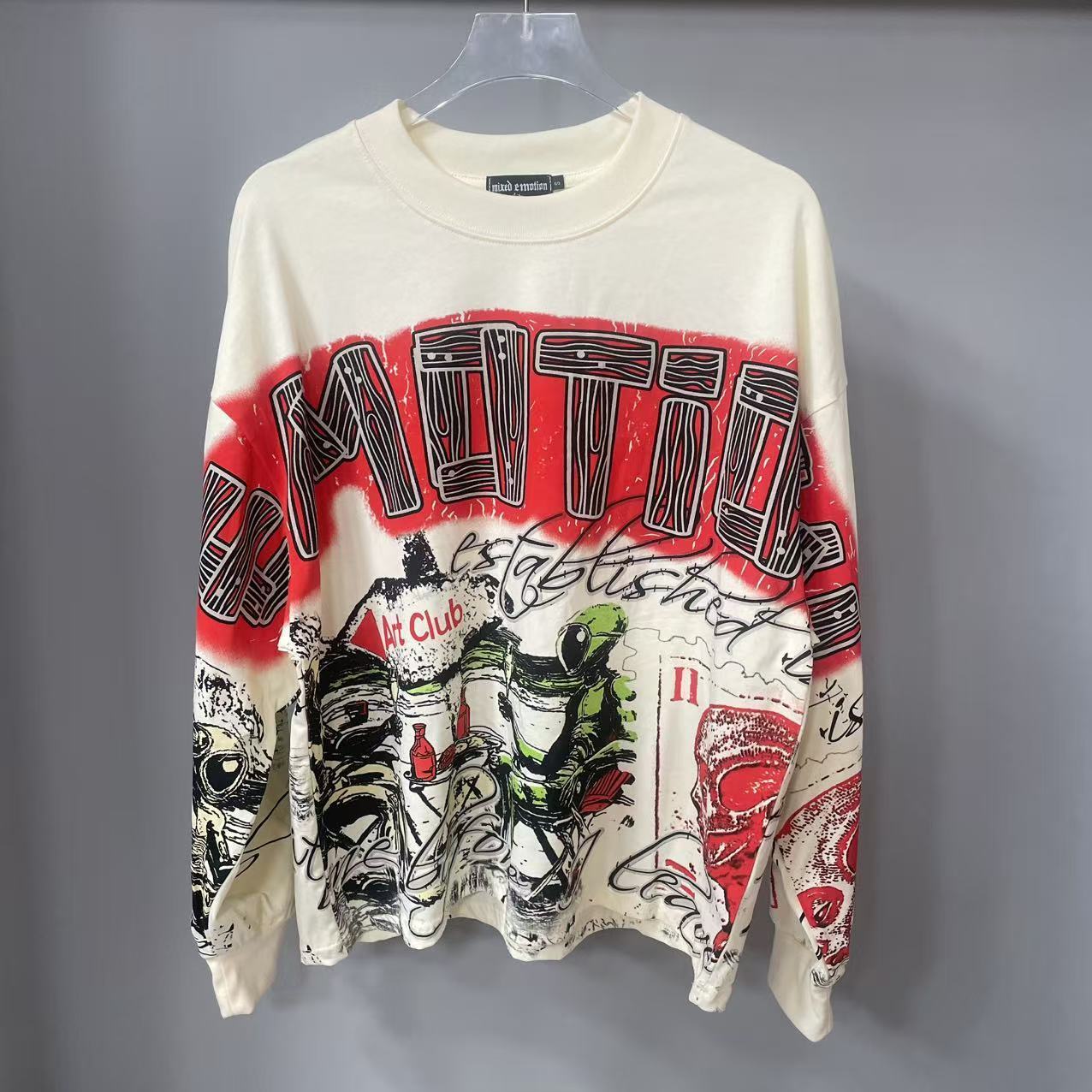 Street Fashion Us - Yüksek Kaliteli Tasarımcı MIXED-EMOTION Uzun Kollu