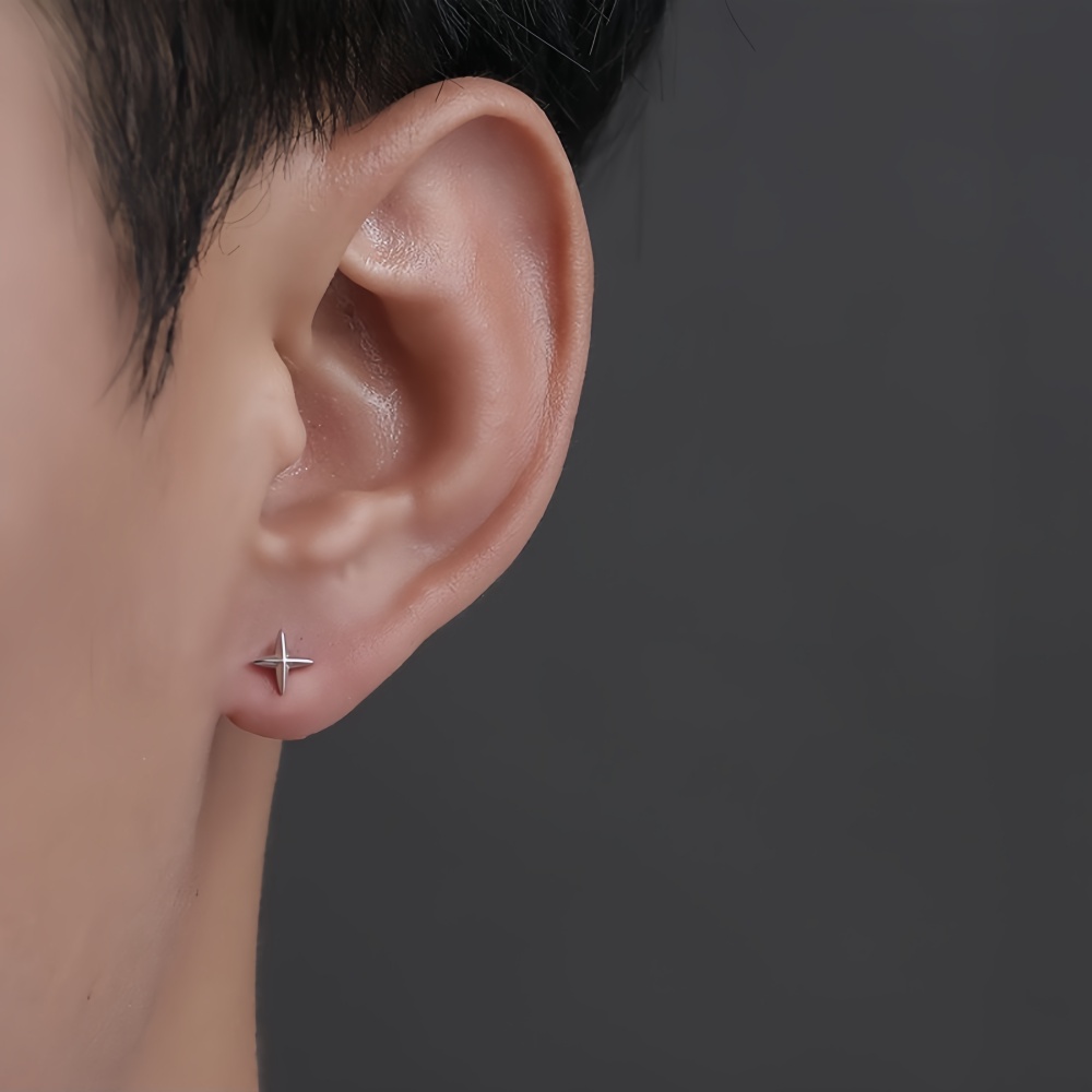Street Fashion Earrings - Basit Çapraz Yıldız Erkekler Alaşım Saplama