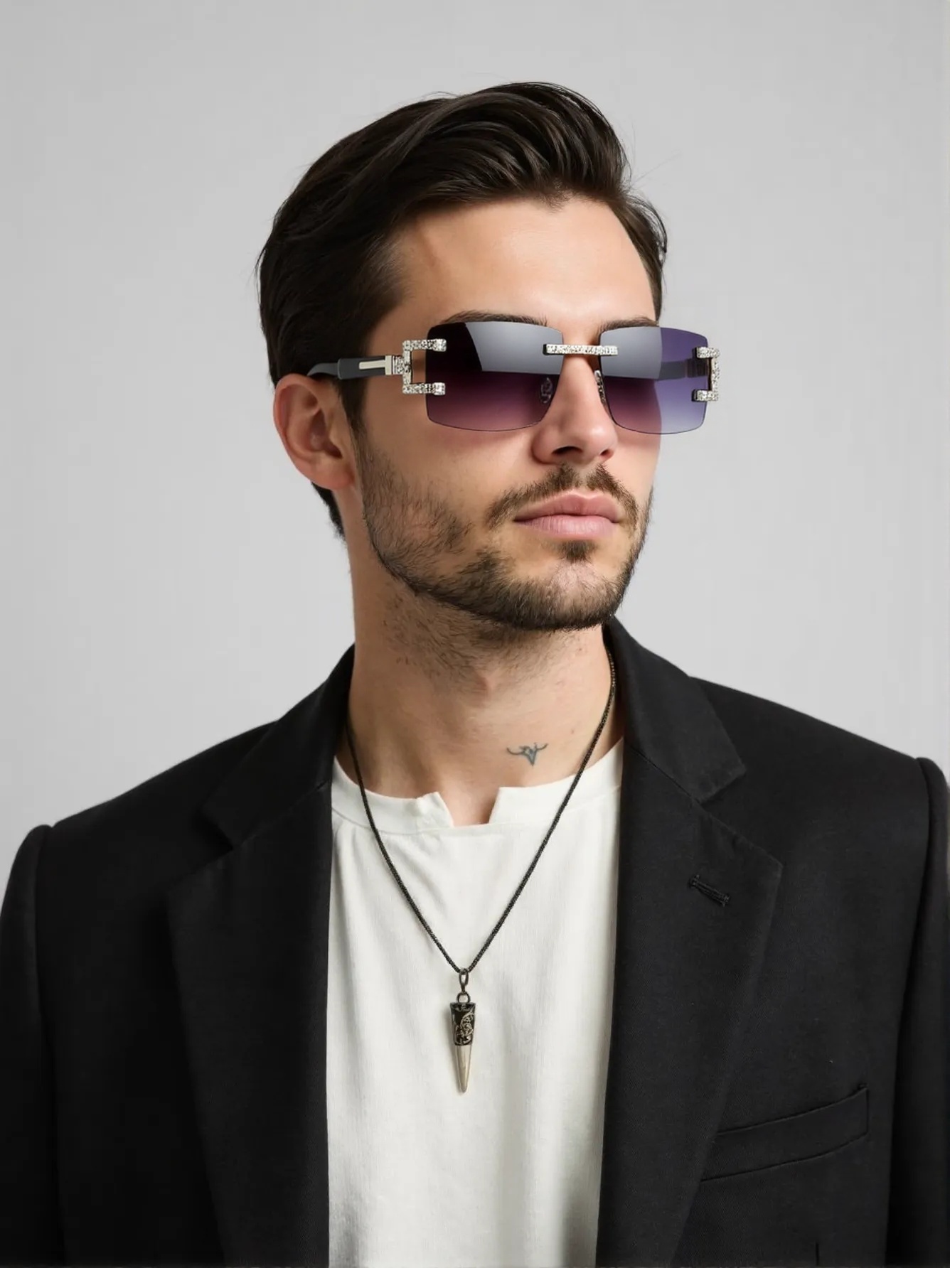 Street Fashion Shoot - Ahşap bacak retro moda güneş gözlüğü