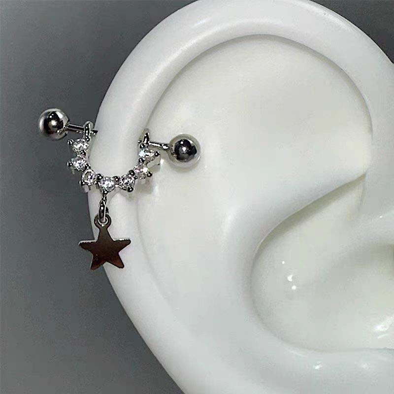 Street Fashion Earrings - Seksi Trendy Zirkon Yıldız piercing saplama