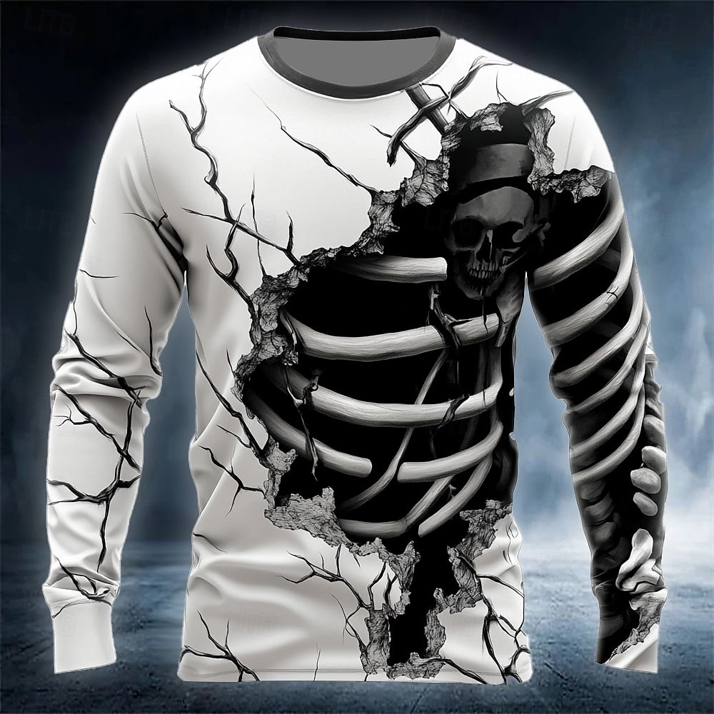 Street Fashion Us - Komik 3D Kafatası Baskılı Erkek Tişörtü