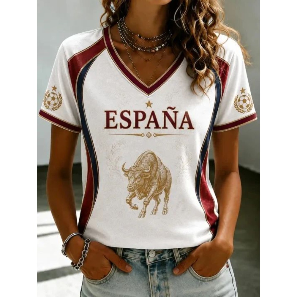 Street Fashion In Spain - 2026 Yaz İspanya Futbol Taraftar Tişörtü