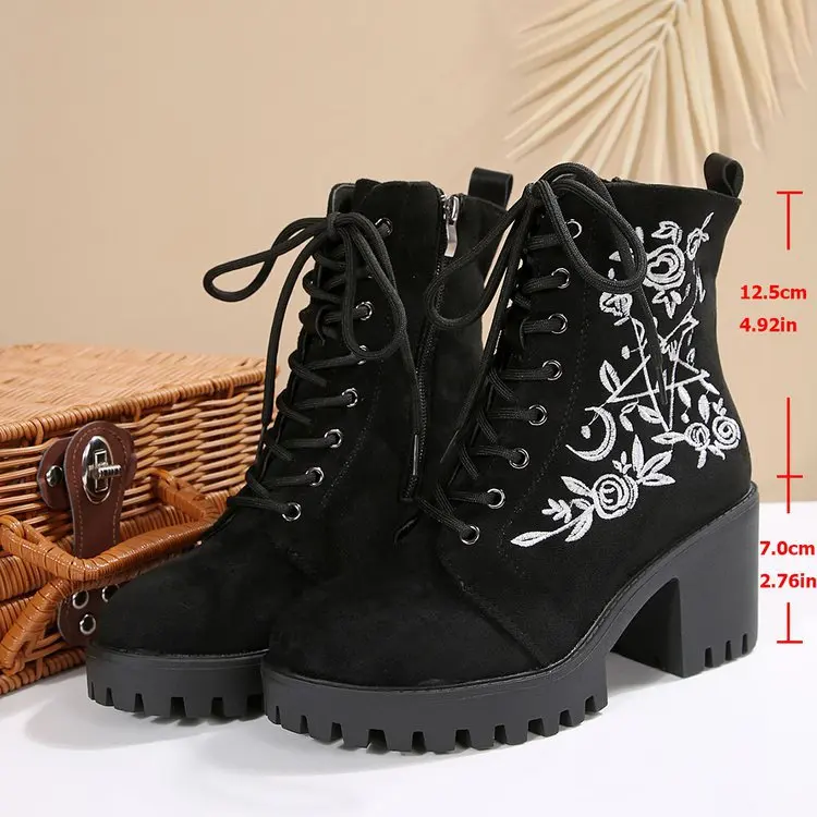 Street Fashion Punk - 2025 Yeni Çiçek Platform Botları Kalın