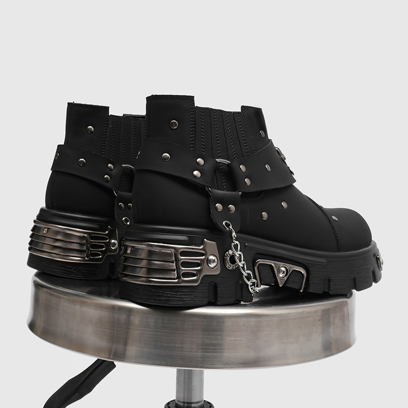 Street Fashion Punk - Rock Punk Metal Patchwork Motosiklet Botları
