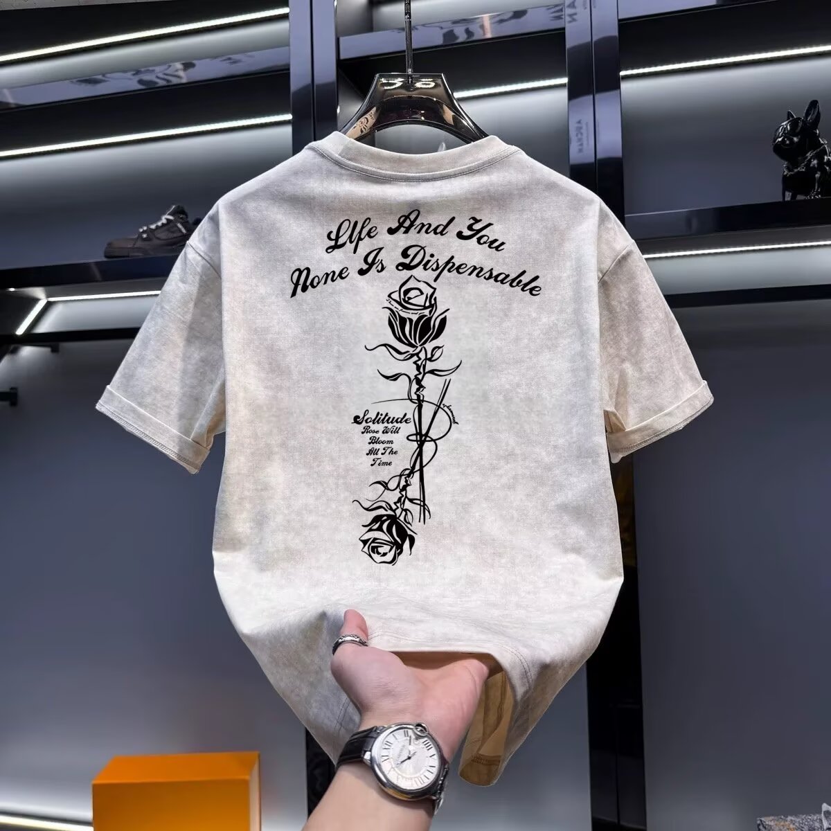 Street Fashion In Chinese - Yaz erkek haki tişört Yüksek kaliteli