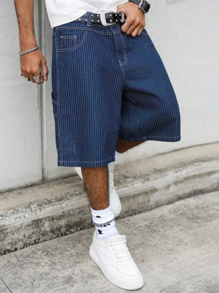 Street Fashion Baggy - Erkekler için Vintage Hickory Çizgili Bol