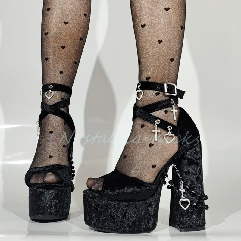 Gotik Siyah Kadife Platform Yü - Street Fashion Punk incelemesi ve fiyatı