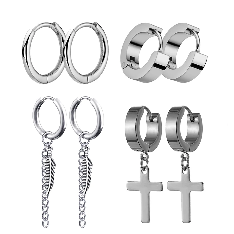 4 Pairs Punk çelik-renk paslan - Street Fashion Earrings incelemesi ve fiyatı