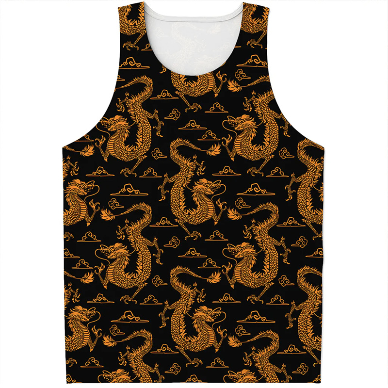 Çin ejderha desen Tank Top erk - Street Fashion In Chinese incelemesi ve fiyatı