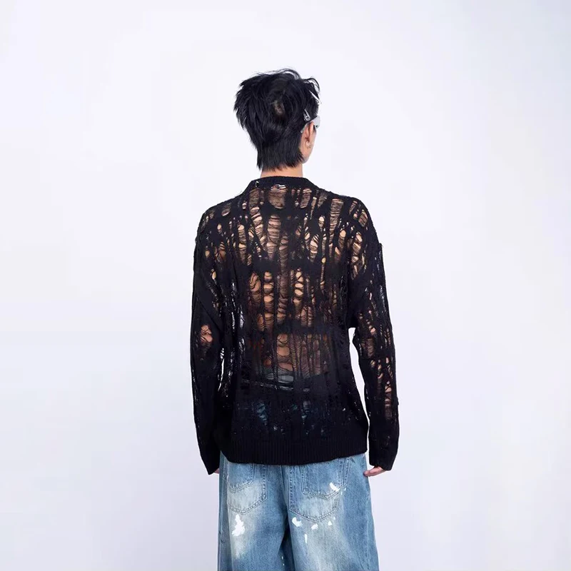 Vintage Yırtık Hollow Out Örgü - Street Fashion Baggy incelemesi ve fiyatı