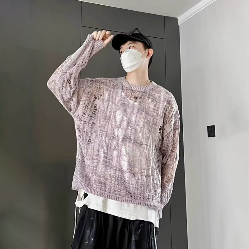 Vintage Yırtık Hollow Out Örgü - Street Fashion Baggy incelemesi ve fiyatı