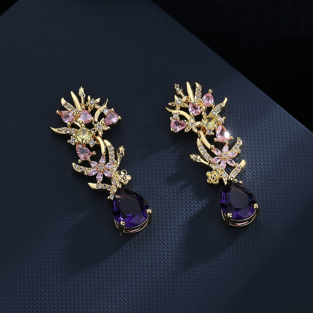 Abartılı atmosfer zirkon çiçek - Street Fashion Earrings incelemesi ve fiyatı