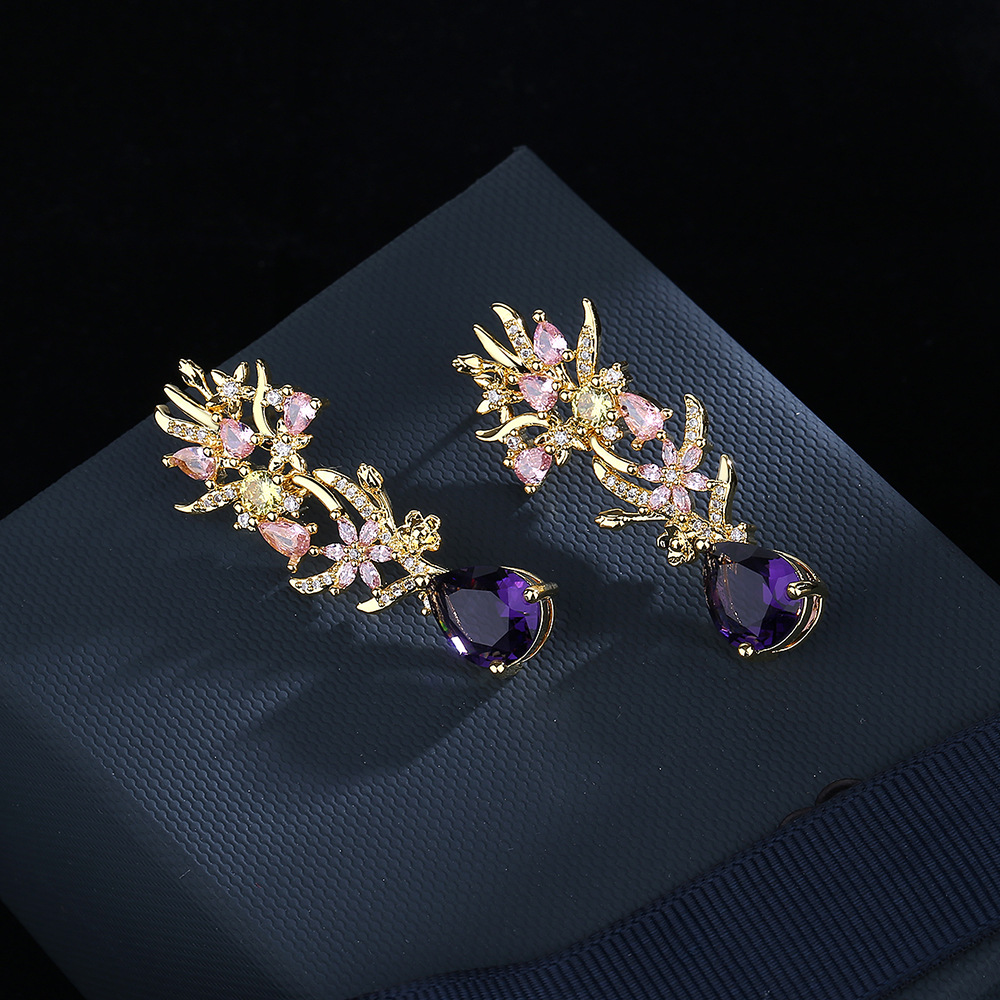 Abartılı atmosfer zirkon çiçek - Street Fashion Earrings incelemesi ve fiyatı