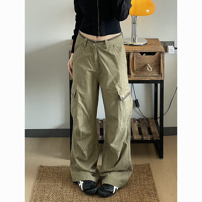 Yeni Bol Paça Haki Kargo Panto - Japanese Street Fashion Female incelemesi ve fiyatı