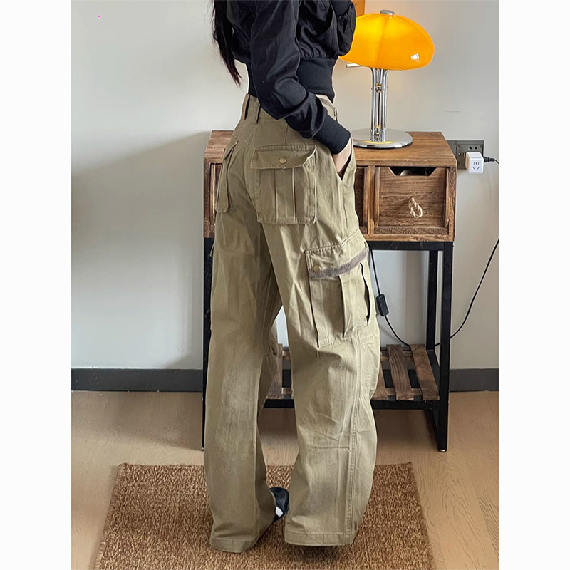 Yeni Bol Paça Haki Kargo Panto - Japanese Street Fashion Female incelemesi ve fiyatı